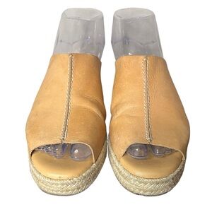 CHELSEA CREW Black Label Mel Tan
Leather Slide Espadrille Sandal Women’s‎ Sz 6.5